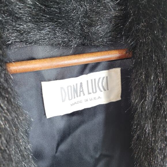 Vintage Dona Lucci Faux Fur Coat Womens 12 Black USA 70s Mob Wife Winter Fall - Picture 8 of 14